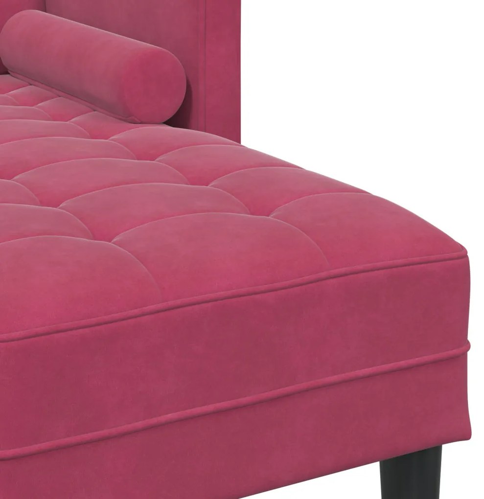 3-fős kanapé L-alakú chaise longue Bordeaux piros 160 cm bársonyos
