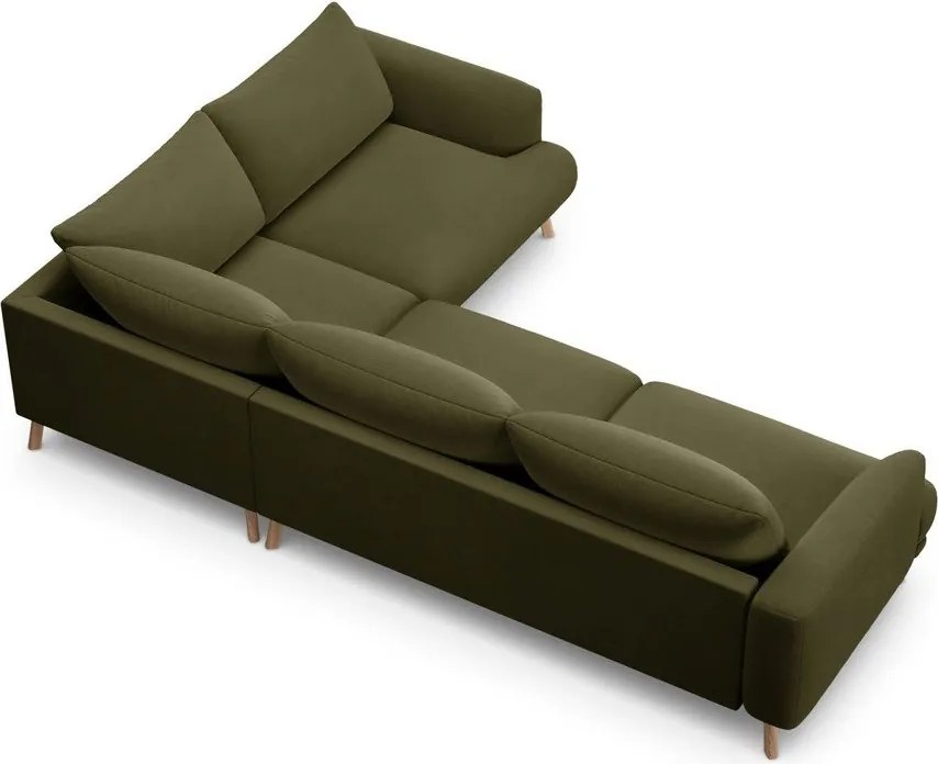 Zöld bársony sarokkanapé (jobb oldali-L alakú) Naomi – Micadoni