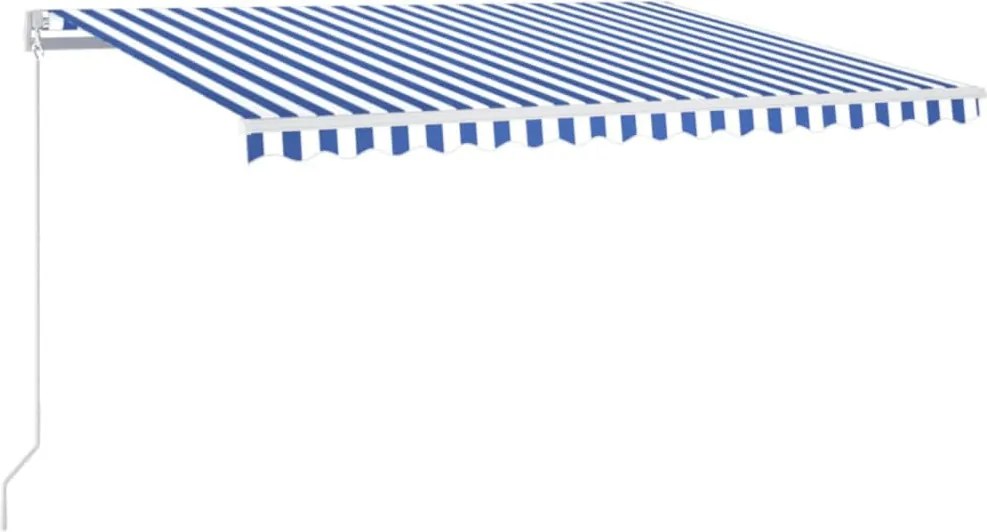vidaXL kék és fehér kézzel kihúzható LED-es napellenző 400 x 350 cm