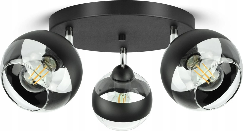 Mennyezeti Függő Lámpa Csillár Fekete Üveg Gömbök Black Belt EG3 Led E27