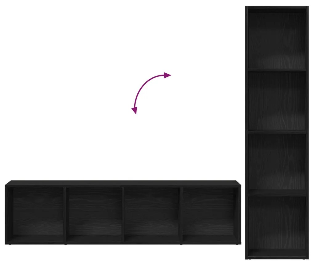 Könyvespolcok 3 db Fekete Tölgy 36x30x143 cm Mérnöki Fa