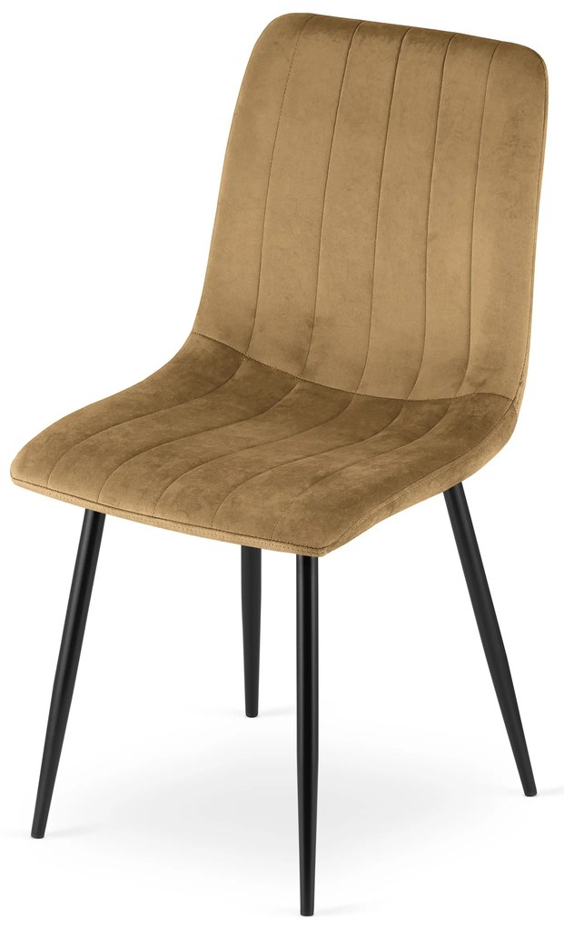 Barna étkezőszék LAVA bársony fekete lábakkal