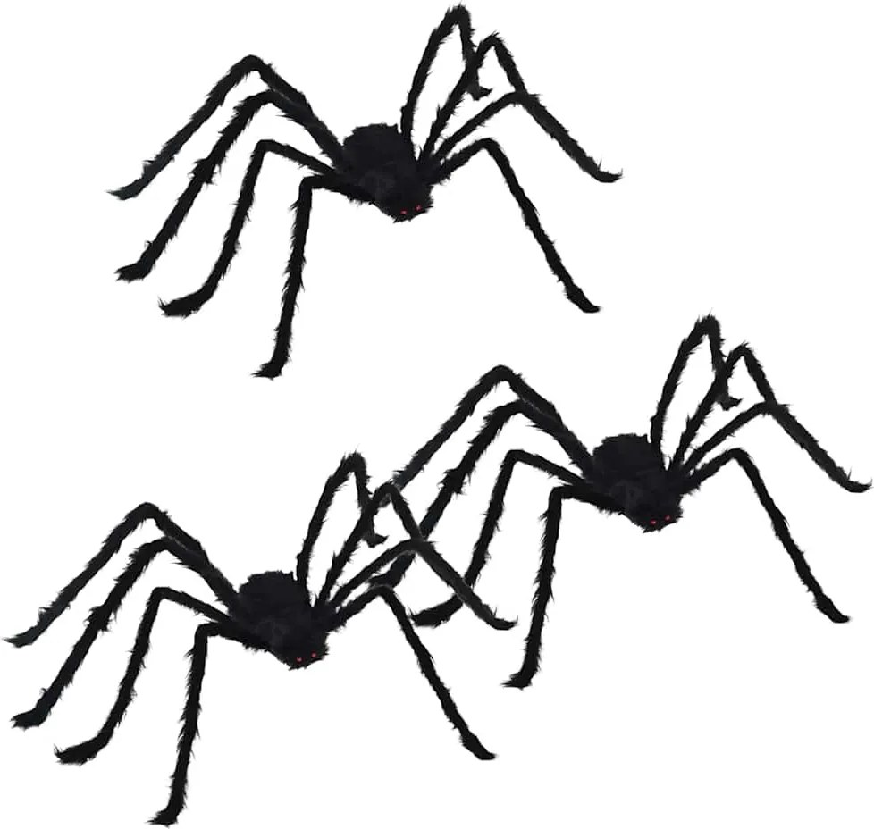 vidaXL Halloween Pók Dísz 3 pcs Fekete 150 cm Poliészter és acél