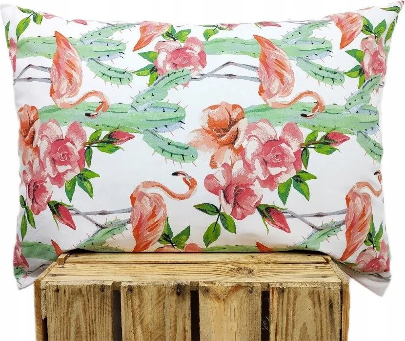 Pamut párnahuzat Prémium flamingók kaktuszok egzotikus 50x70 színes