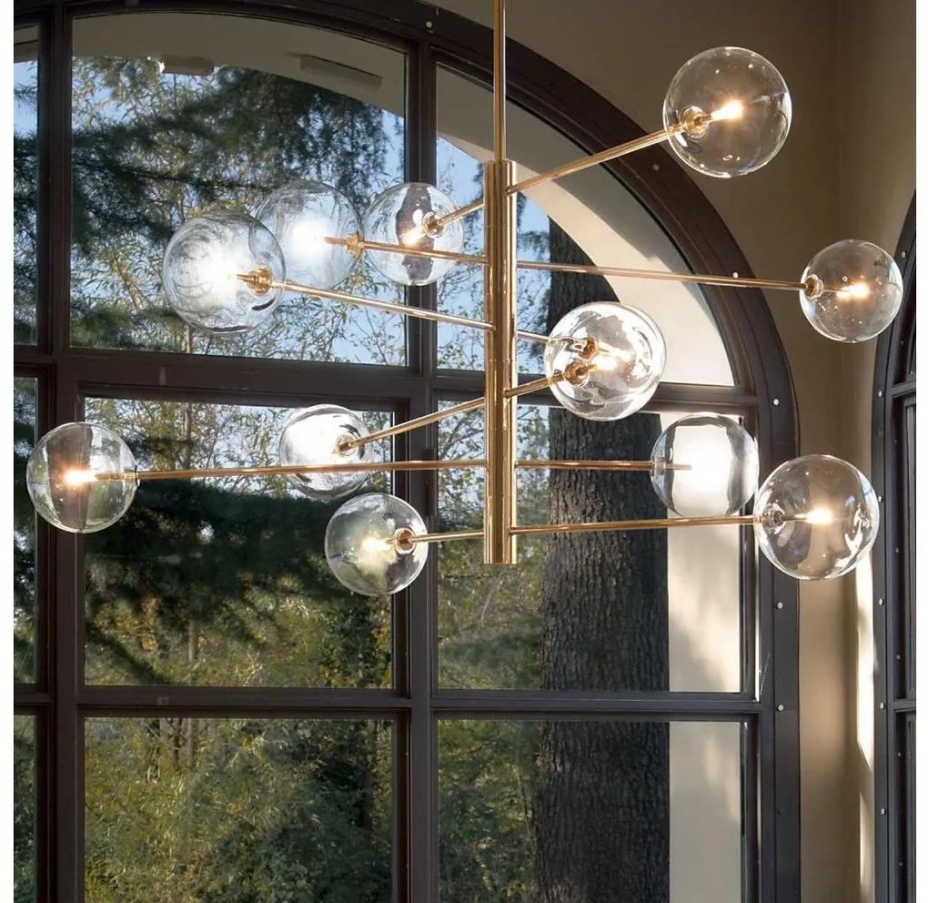 Ideal Lux - LED Csillár rúdon EQUINOXE 12xG4/2W/230V átm. 124 cm réz/átlátszó