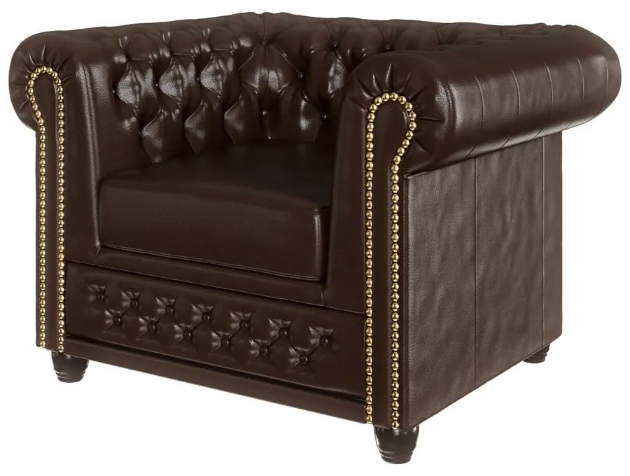 Sötétbarna bőrutánzat fotel York – Ropez