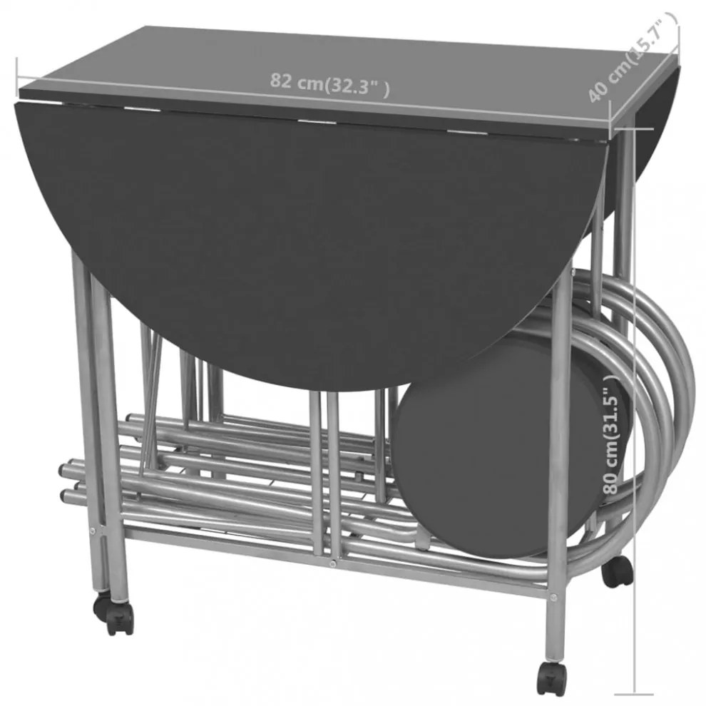 vidaXL 5 darabos, fekete összecsukható MDF étkezőgarnitúra