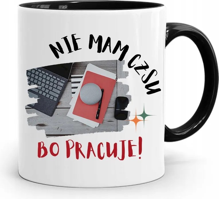 Munkavállalónak Fekete Bögre Nincs Időm fényképes nyomtatással Dolgozni