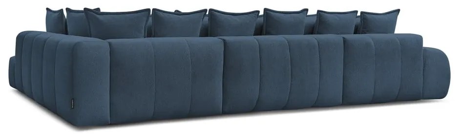 Sötétkék zsenília kinyitható-tárolóhelyes sarokkanapé (jobb oldali-U alakú) Everest – Bobochic Paris