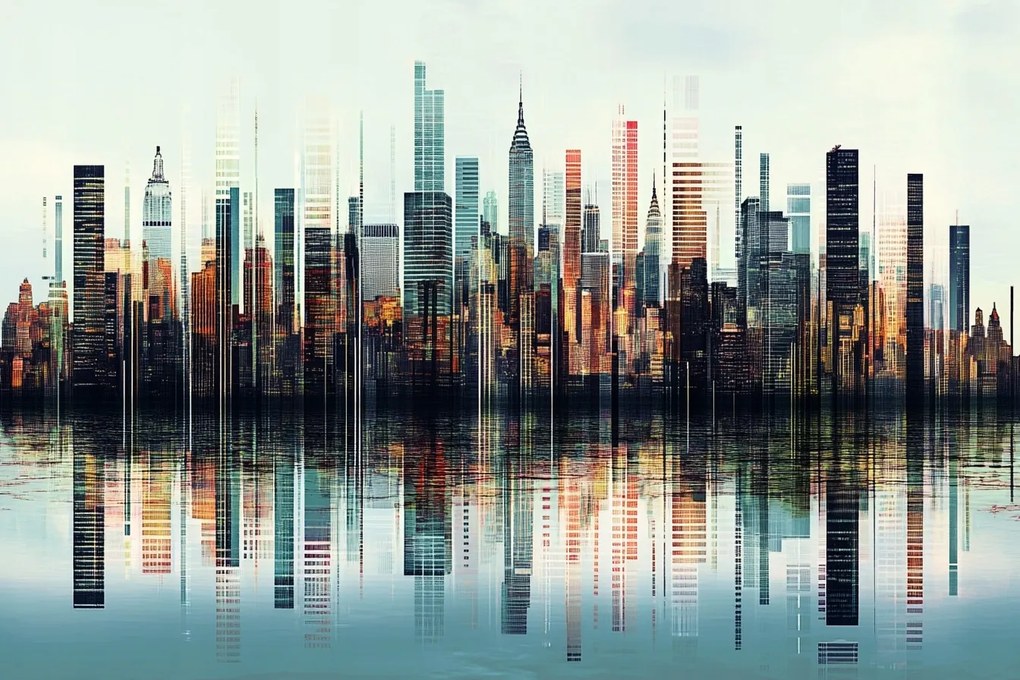 Vászonkép Canvas Grafika Város Panoráma Vonalkód Barcode 120x80