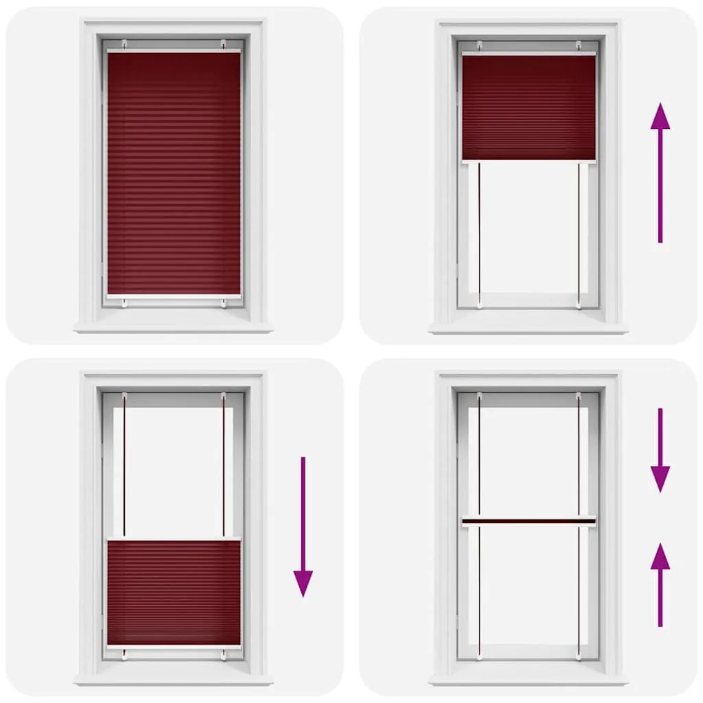 pliszírozott redőny Bordeaux piros 75x100 cm Szövetszélesség