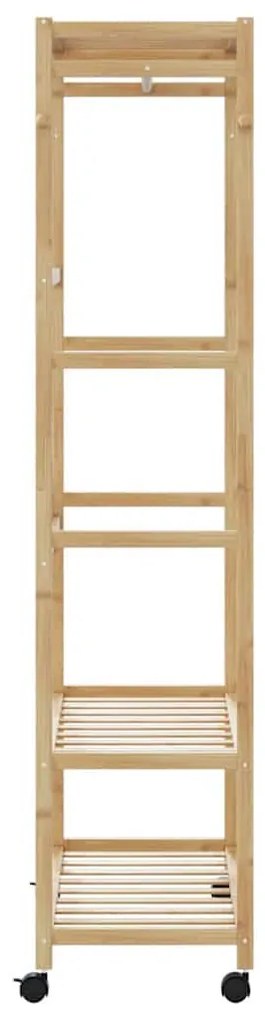 bambusz ruhaállvány polcokkal és kerekekkel 90x40x179,5 cm