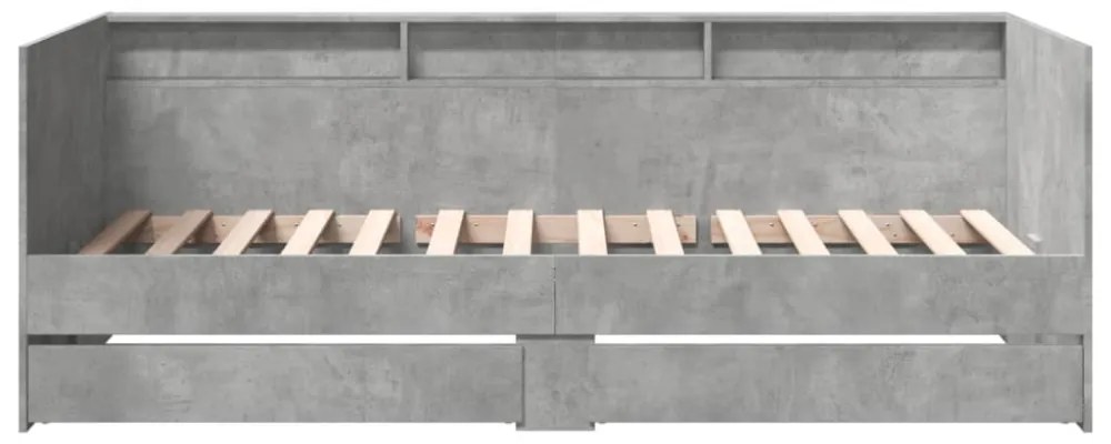 betonszürke kanapéágy fiókkal matrac nélkül 75x190 cm