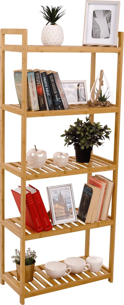 5 polcos polcállvány, természetes bambusz, FIORE TYP 3