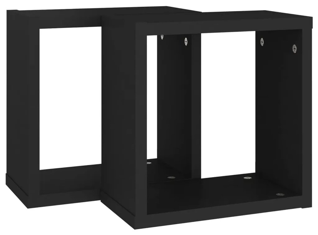 2 db fekete fali kockapolc 30 x 15 x 30 cm