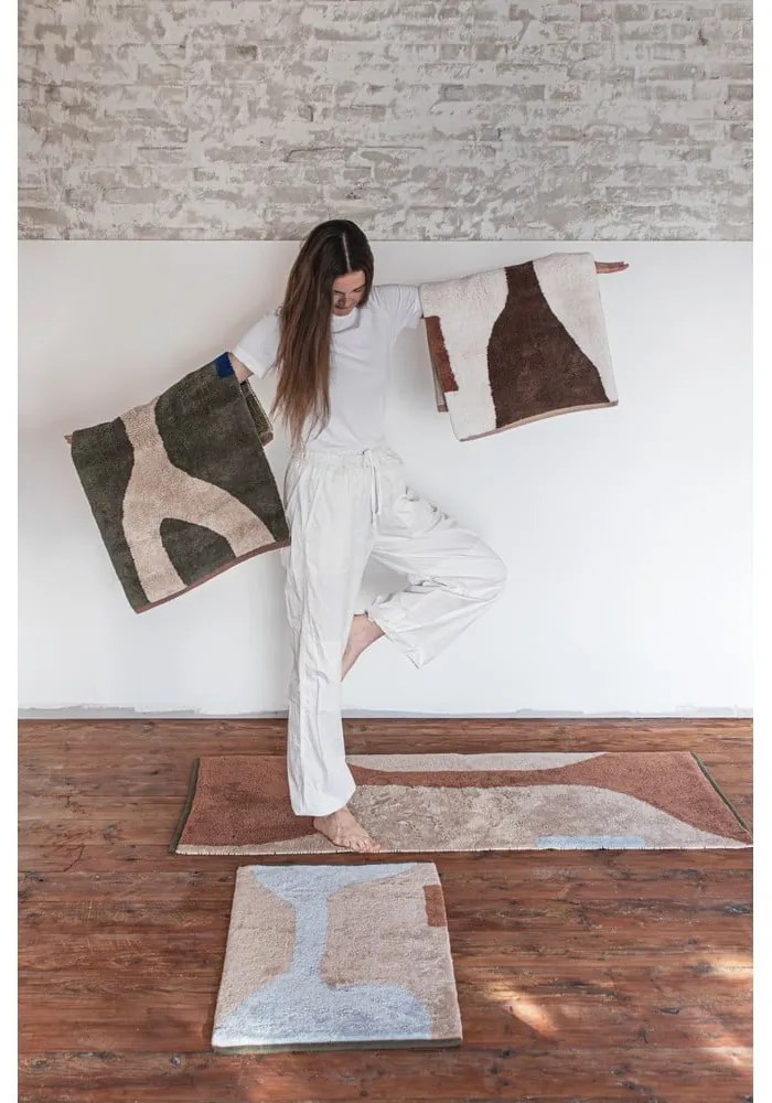 Fehér-barna mosható pamut szőnyeg 50x80 cm Figura – Mette Ditmer Denmark