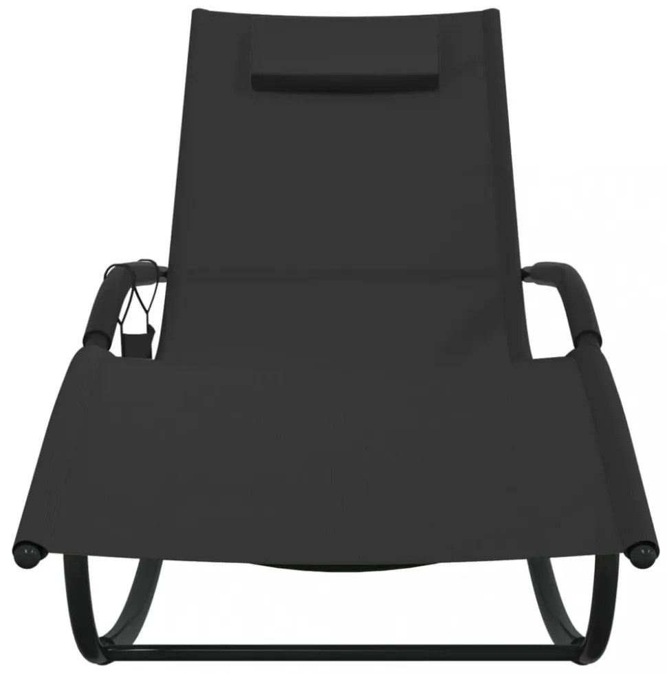 fekete acél és textilén hintázó napozóágy