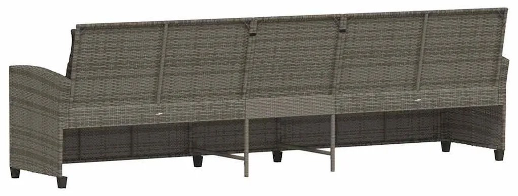 5 személyes szürke polyrattan kerti kanapé párnával