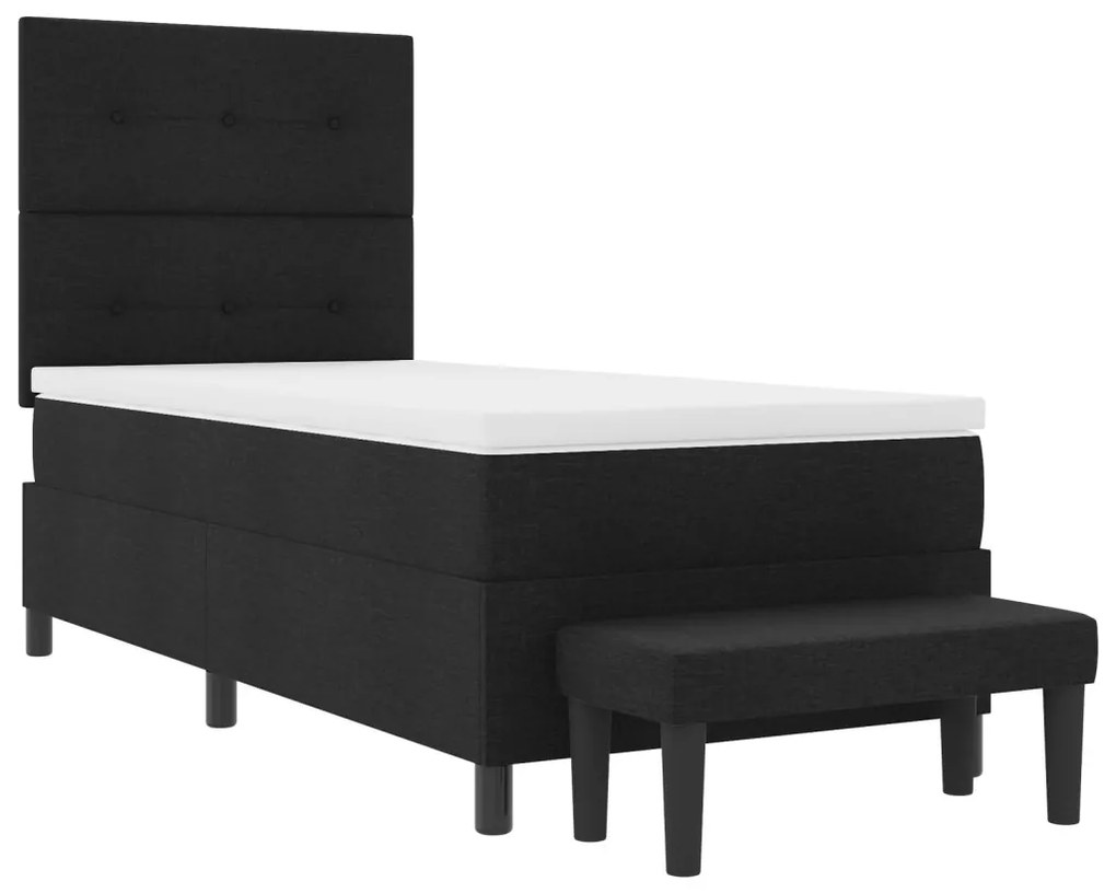 vidaXL Boxrugós ágy matracmal Fekete 100 x 200 cm szövet & Faanyag