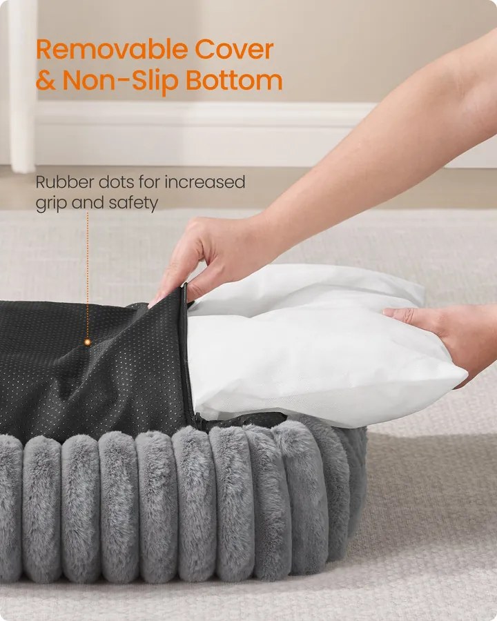 Nagy kutyafekhely, puha párnázással, mosható, 91 x 68 x 18 cm, galambszürke