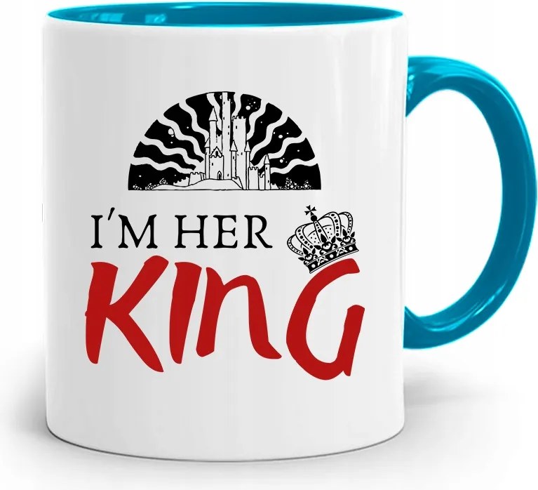 Kék Bögre Fiúnak I'M Her King nyomott mintával, fényképpel