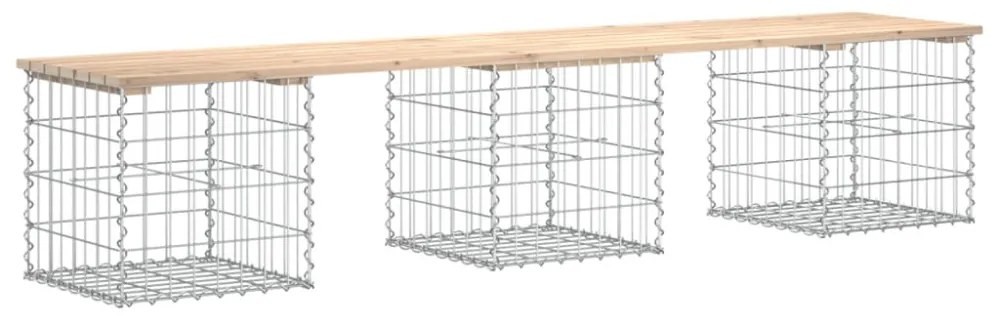 tömör fenyőfa gabion kerti pad 203x44x42 cm