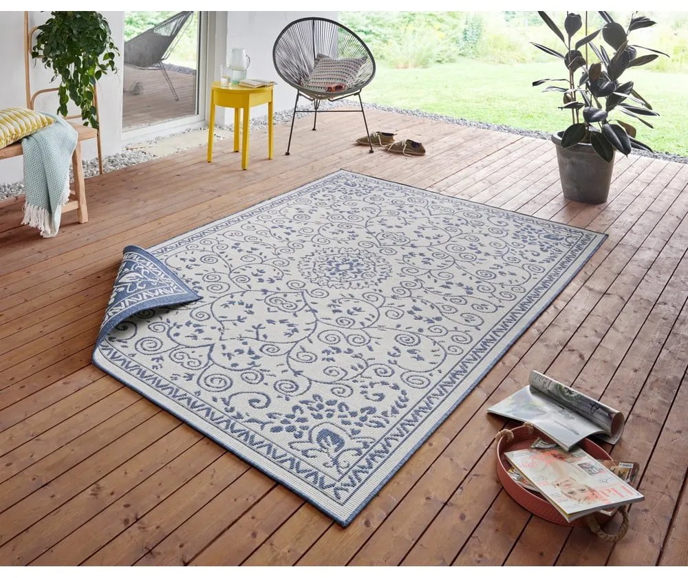 Leyte kék-krémszínű kültéri szőnyeg, 80 x 150 cm - NORTHRUGS