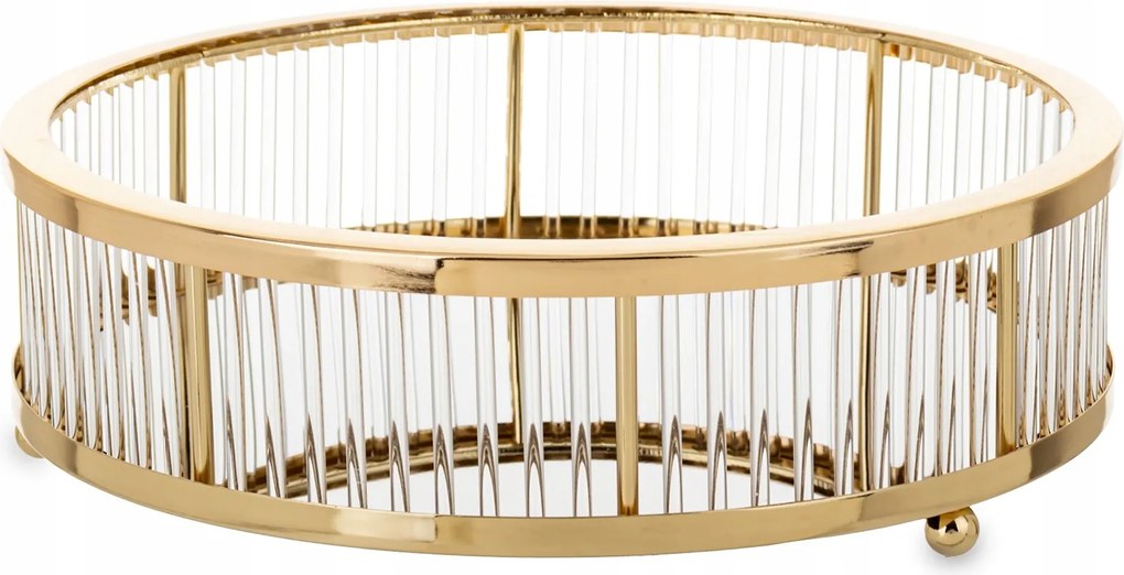 Patera tálca arany fém üveg glamour állvány dekoráció