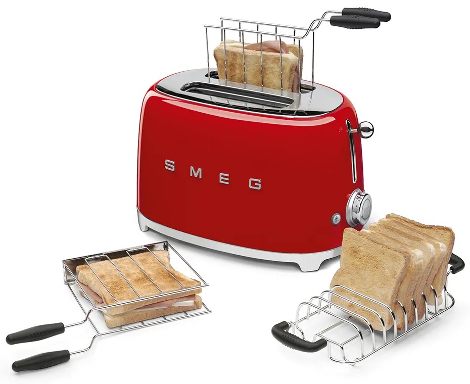 50-es évekbeli, Retro stílusú kenyérpirító, P2 piros 950W - SMEG