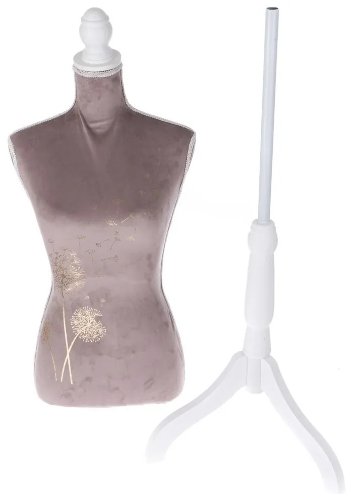 Női ruhaállvány, 168 cm, fa és bársony