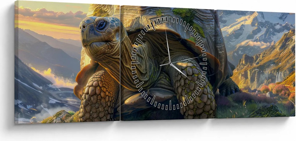 Kép - Teknős és hegyvidéki táj (órával) (90x30 cm)