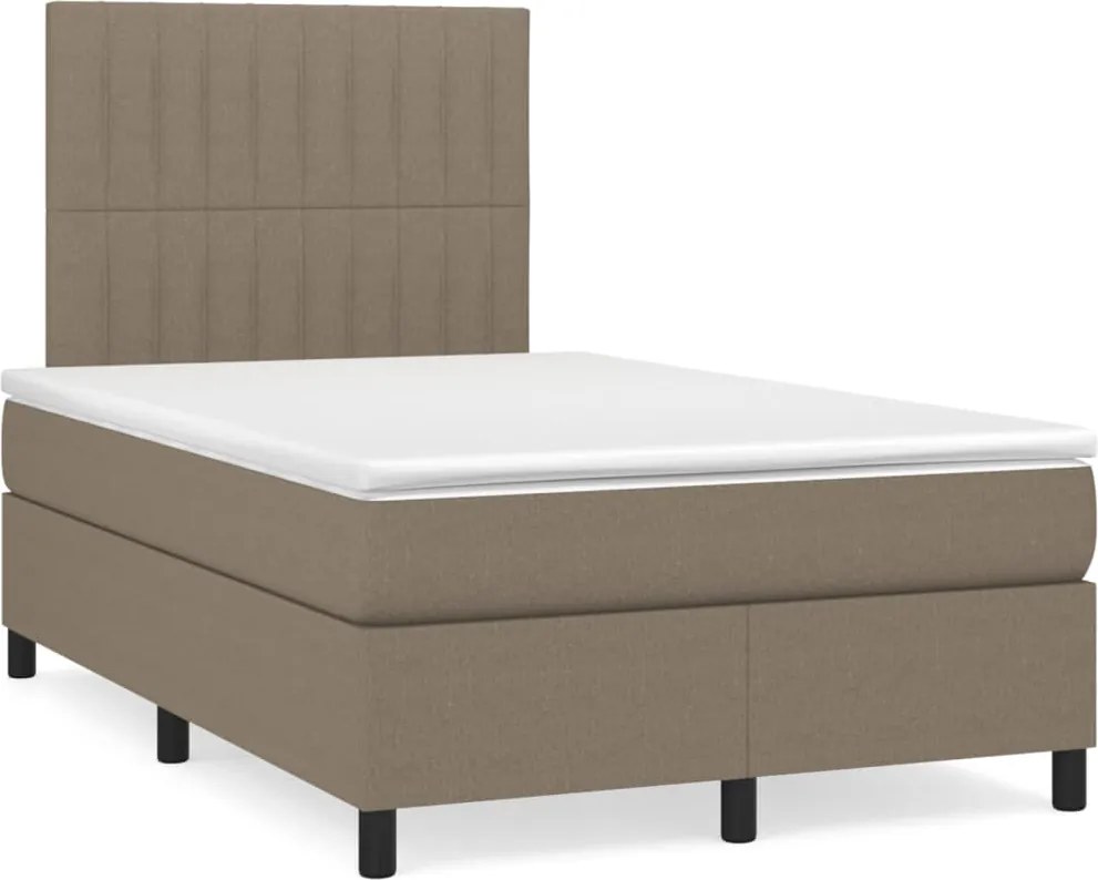vidaXL tópszínű szövet rugós ágy matraccal 120 x 200 cm