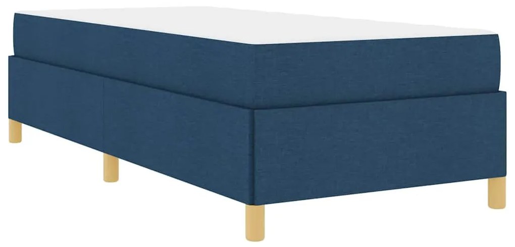 Boxrugós ágy matracmal Kék és Fehér 90 x 190 cm szövet