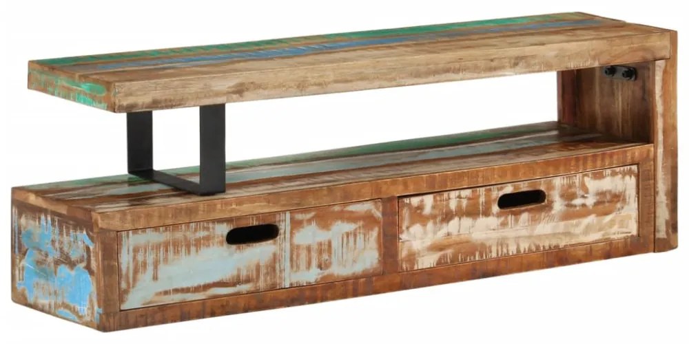 tömör újrahasznosított fa TV-állvány (118-200) x 30 x 40 cm