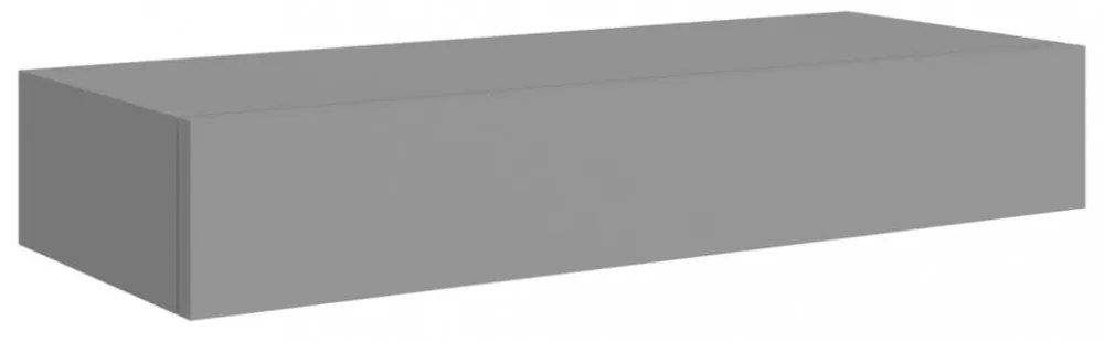 2 db szürke MDF falra szerelhető fiókos polc 60 x 23,5 x 10 cm