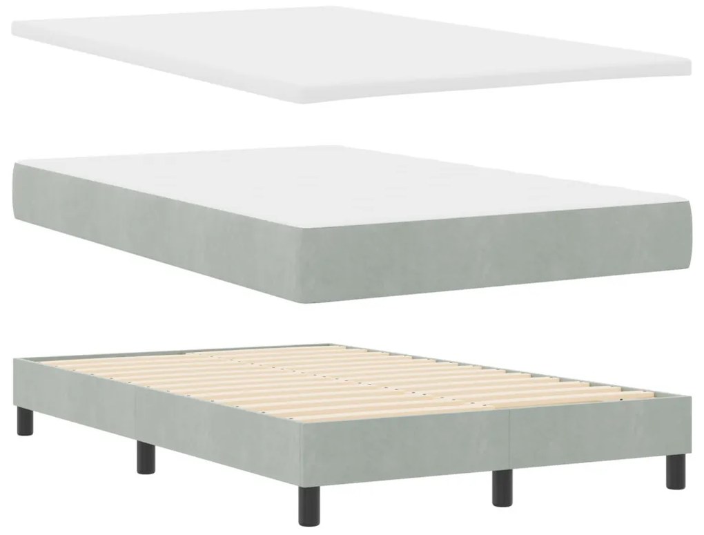 Box Spring Ágy Matraccal &amp; LED Szürke 120x190 cm Bársony