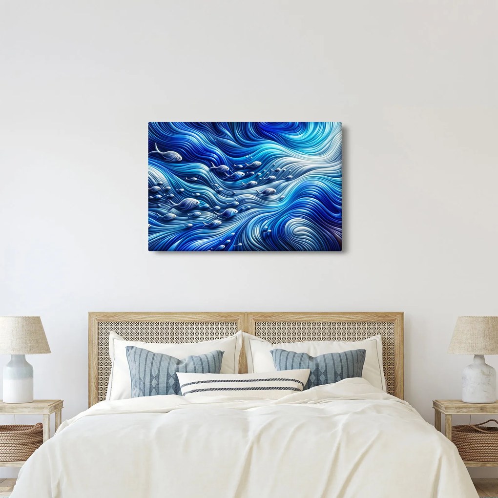 Kép – Halak a hullámokban (90x60 cm)