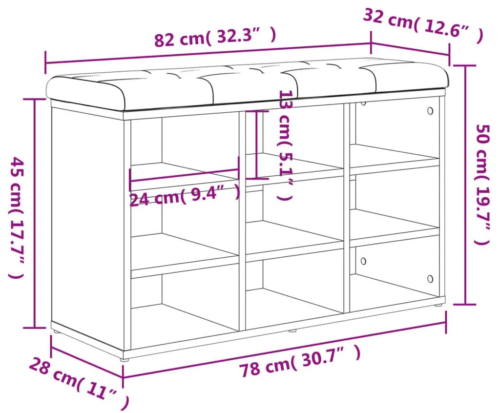 fehér szerelt fa cipőtároló pad 82 x 32 x 50 cm