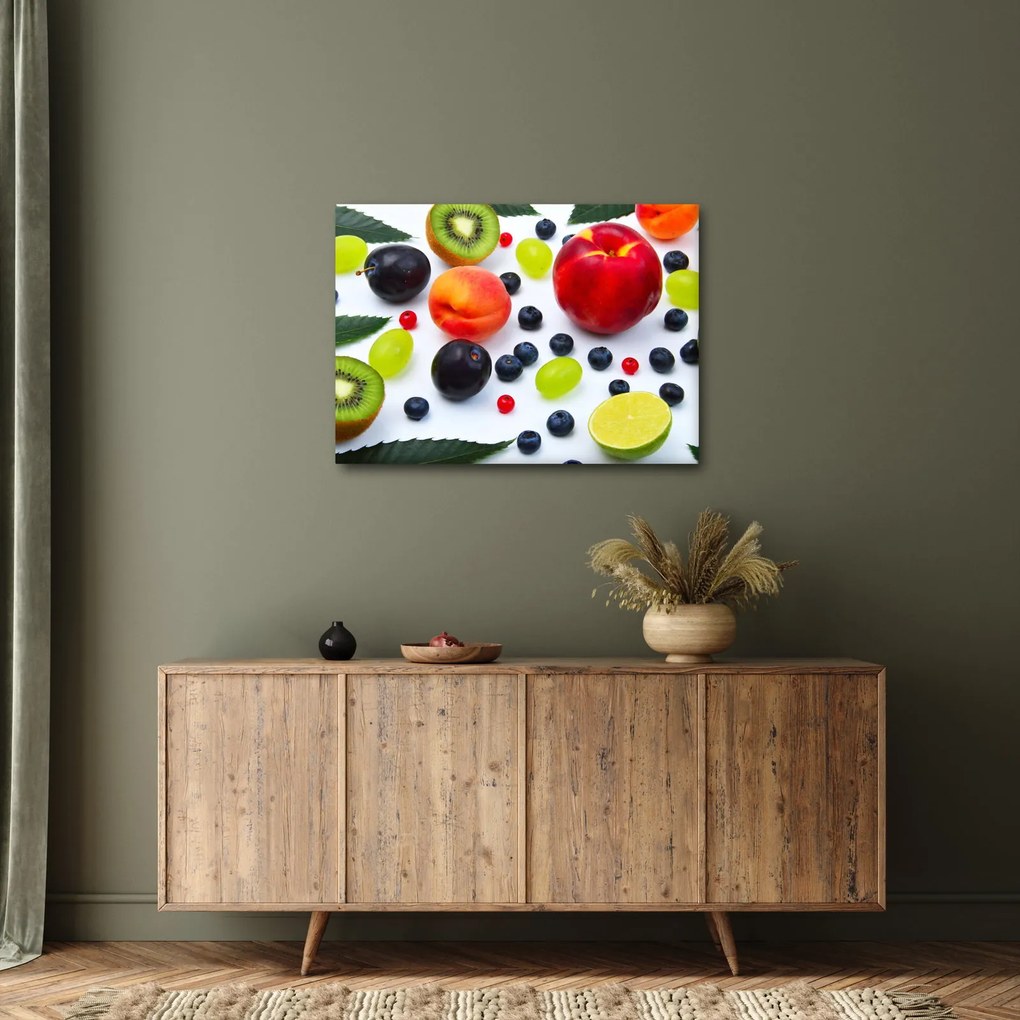 Vízcseppekkel ellátott gyümölcs képe (70x50 cm)