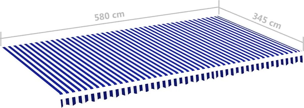 Kék és fehér csere napellenző ponyva 6 x 3,5 m
