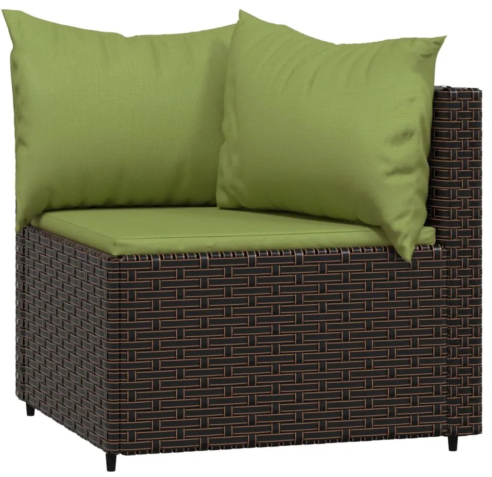 3 részes barna polyrattan kerti ülőgarnitúra párnával