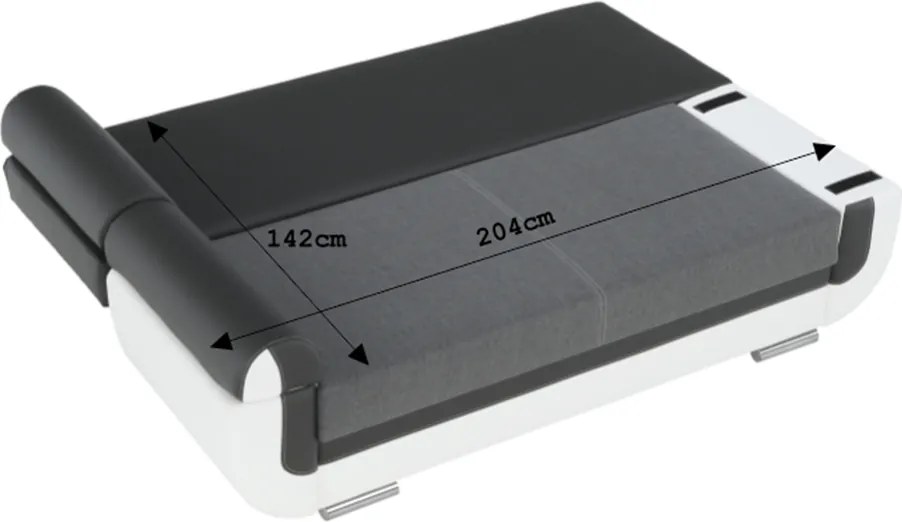 Kanapé, textilbőr fehér+szürke/szürke szövet, KARDYN