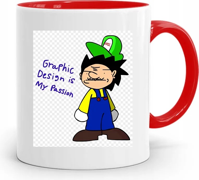 Piros Bögre Grafika Graphic Is My Passion fényképes nyomtatással