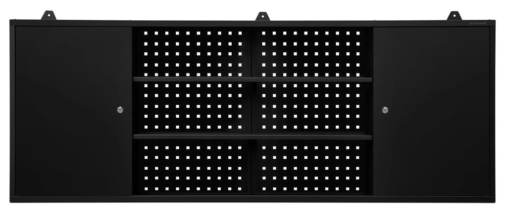 Függő műhelyszekrény LEO, 1600 x 600 x 200 mm, All Black: fekete