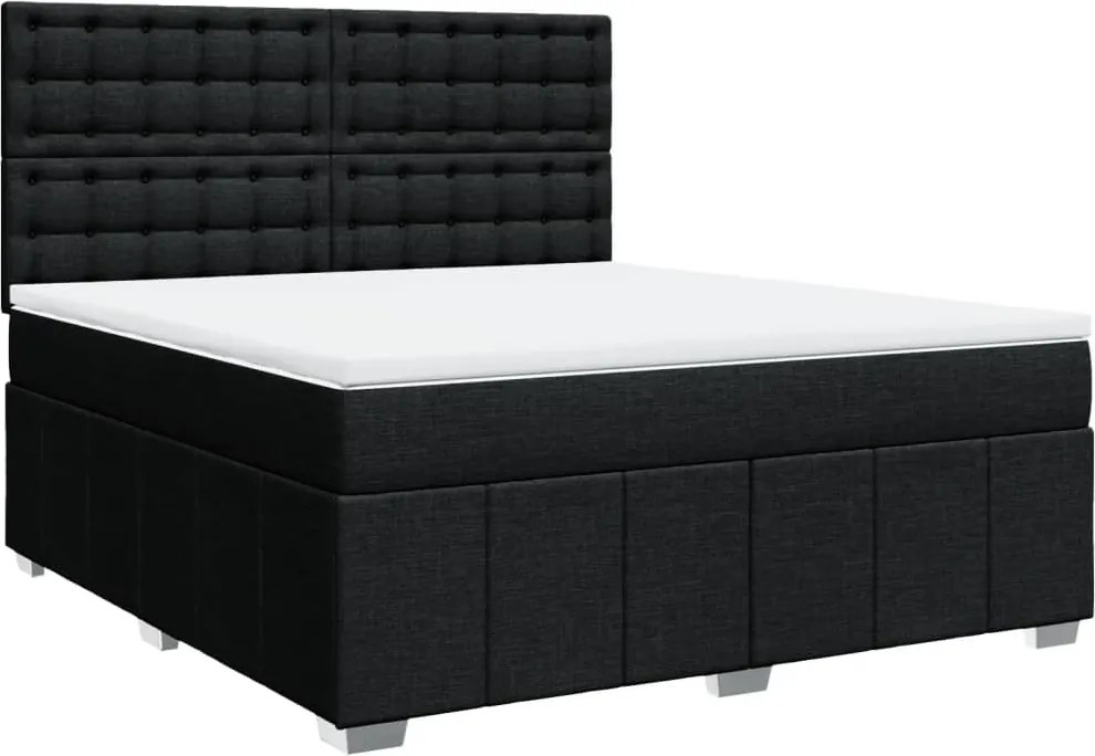 vidaXL fekete szövet rugós ágy matraccal 180 x 200 cm