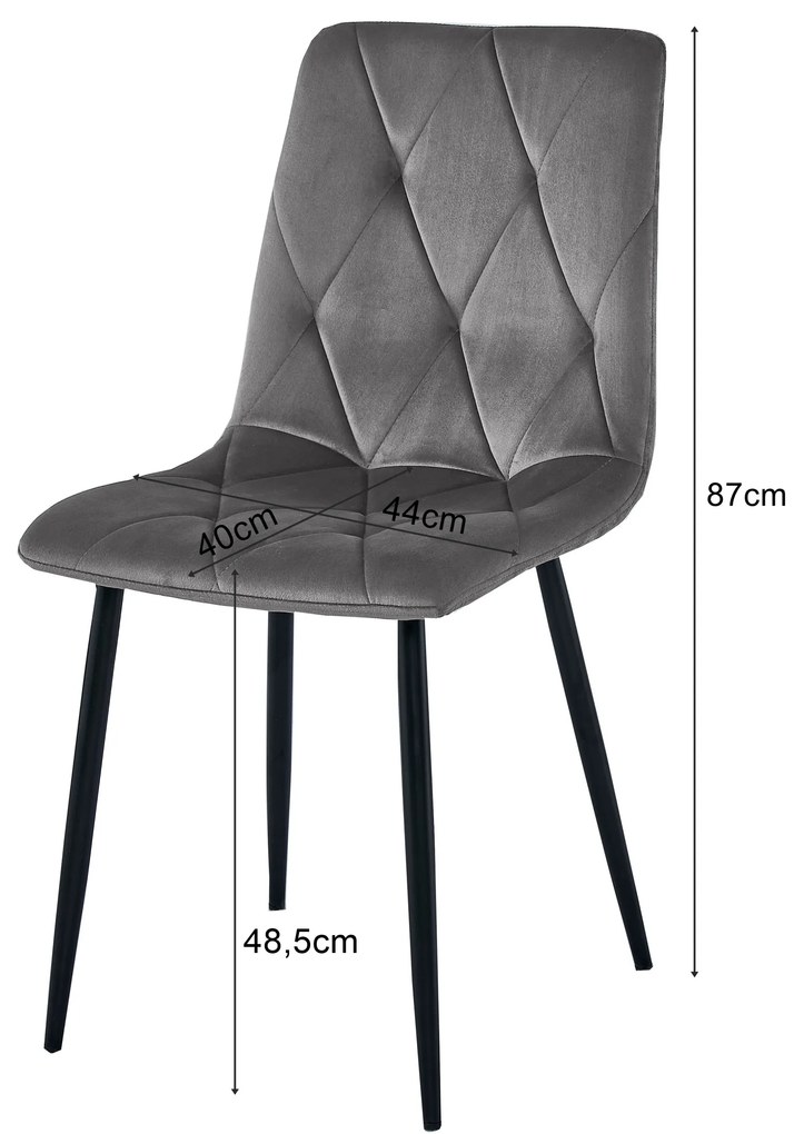 Világosszürke étkezőszék LIBRA fekete lábakkal