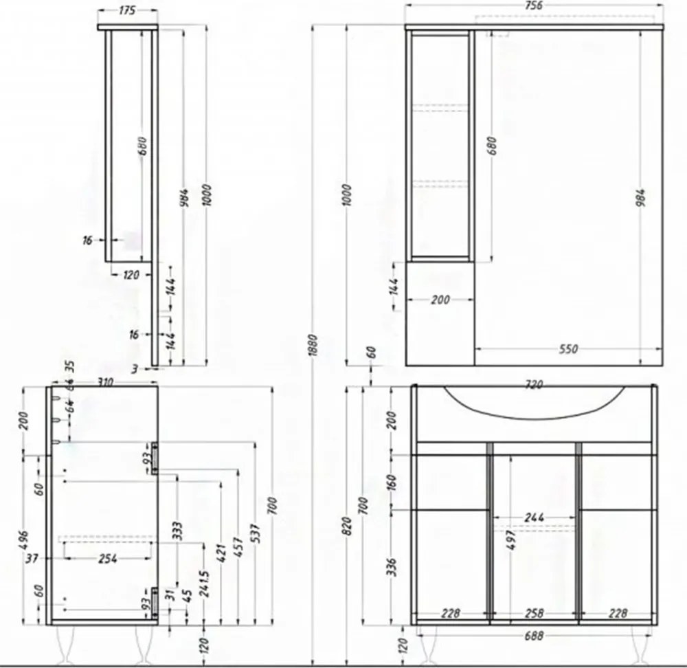 Bianca Plus 75 alsó szekrény mosdóval, magasfényű fehér színben