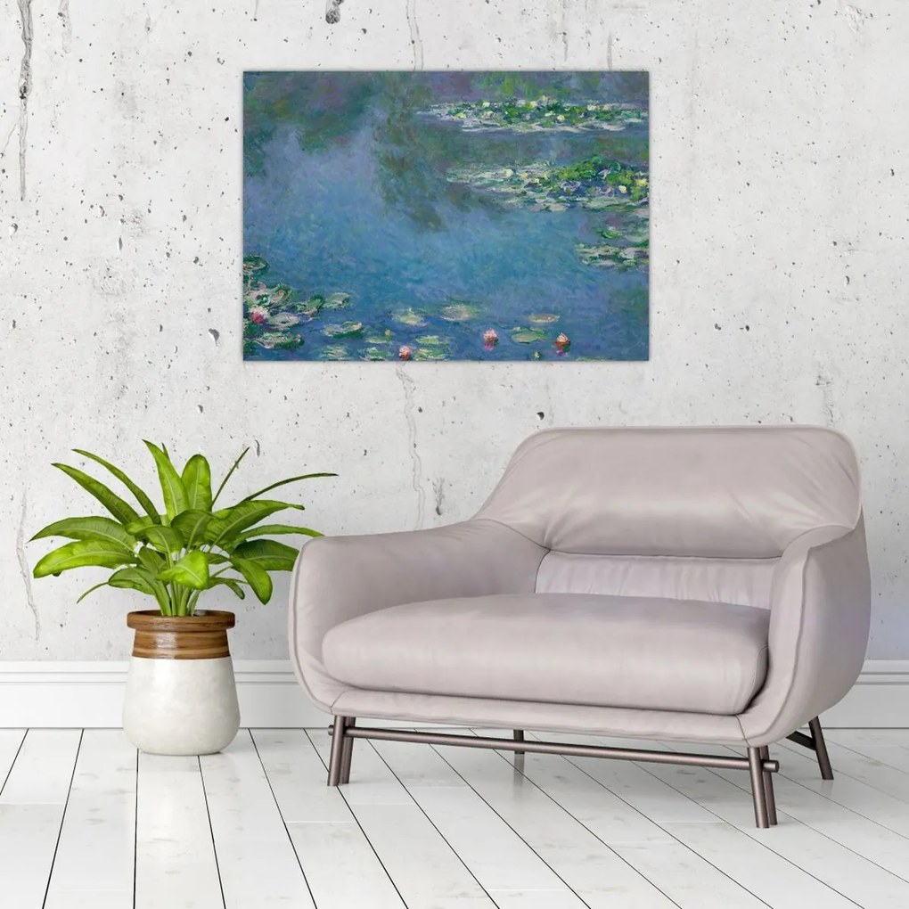 Üveg kép - Claude Monet, Water Lilies, reprodukciók (70x50 cm)