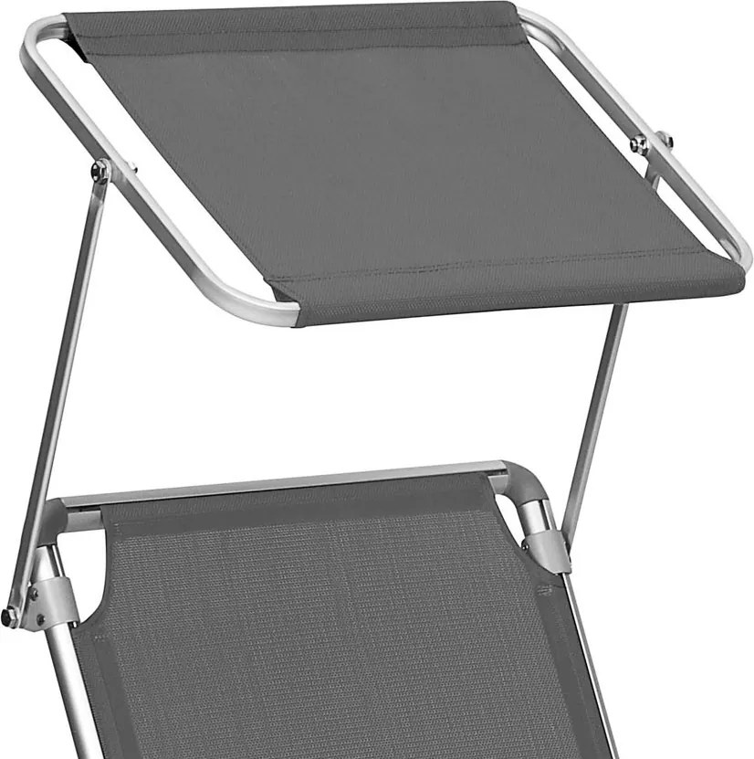 MALIBU kerti napozóágy állítható napellenzővel, 193x55x31cm, szürke SongmicsHome