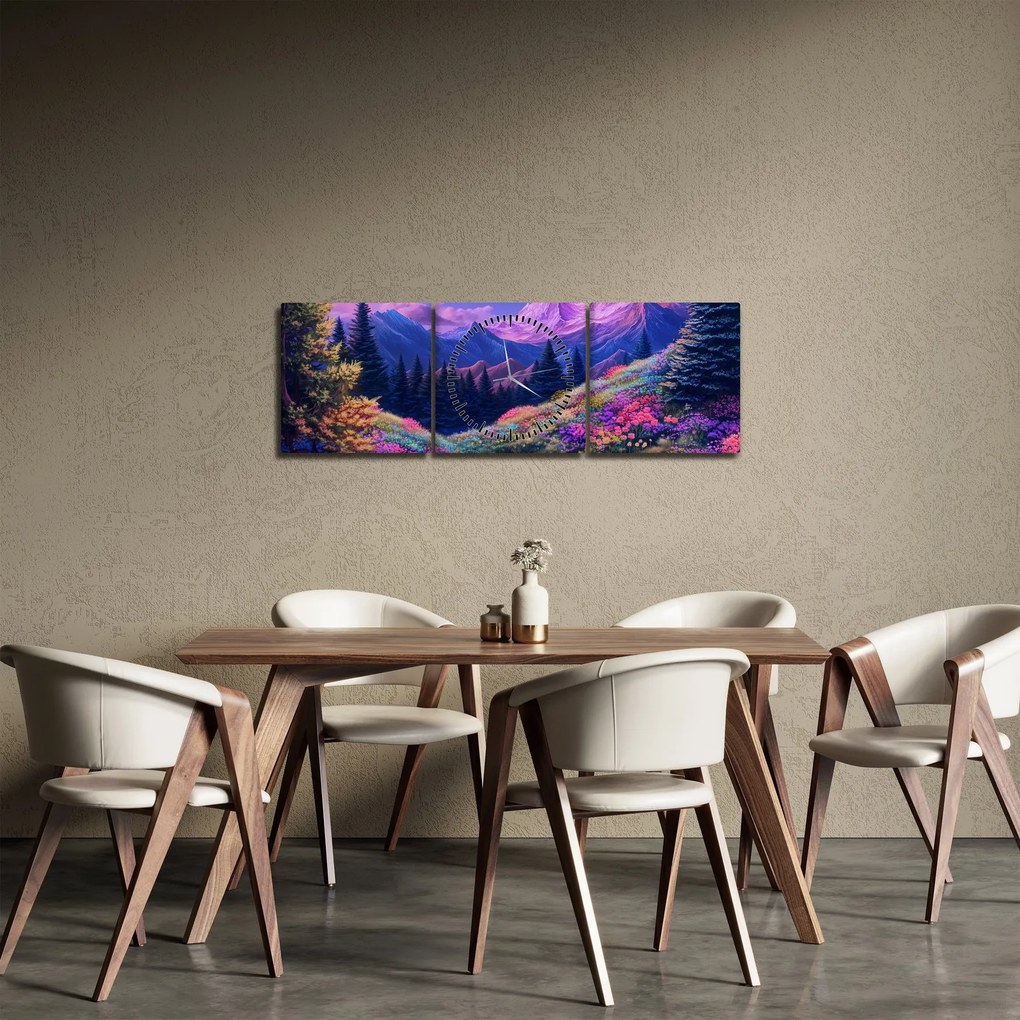 Kép - Lila táj teljes holdfénynél (órával) (90x30 cm)